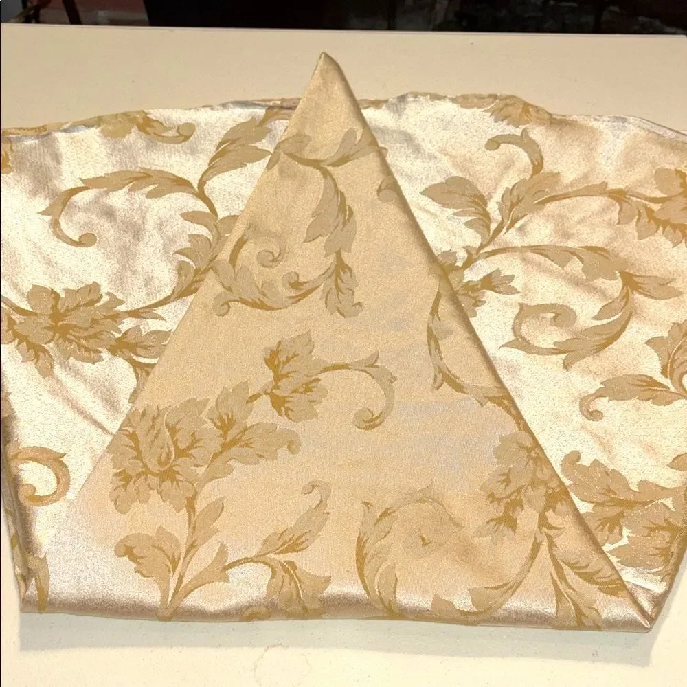 Elegant Gold Damask Round Tablecloth 66”